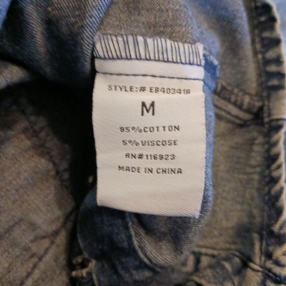 Easel, Oversized Overalls, Print Blue Denim, Distressed, Medium, Grunge, Cottage - Picture 15 of 16